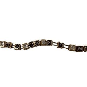 VINTAGE TOFA gold toned rhinestone and symbols charm bracelet!
